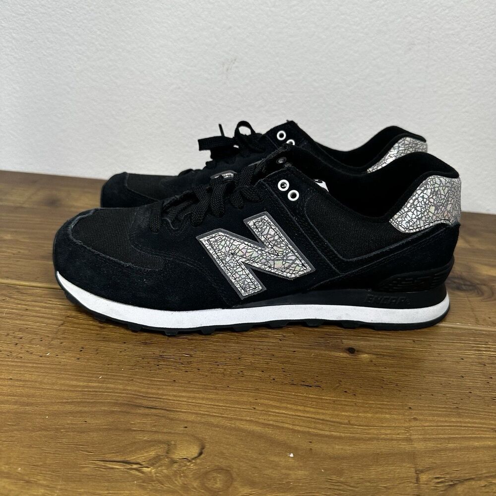 New Balance 574 Sneakers Women Size US 10 Black Shattered Pearl Shoes WL574CIE